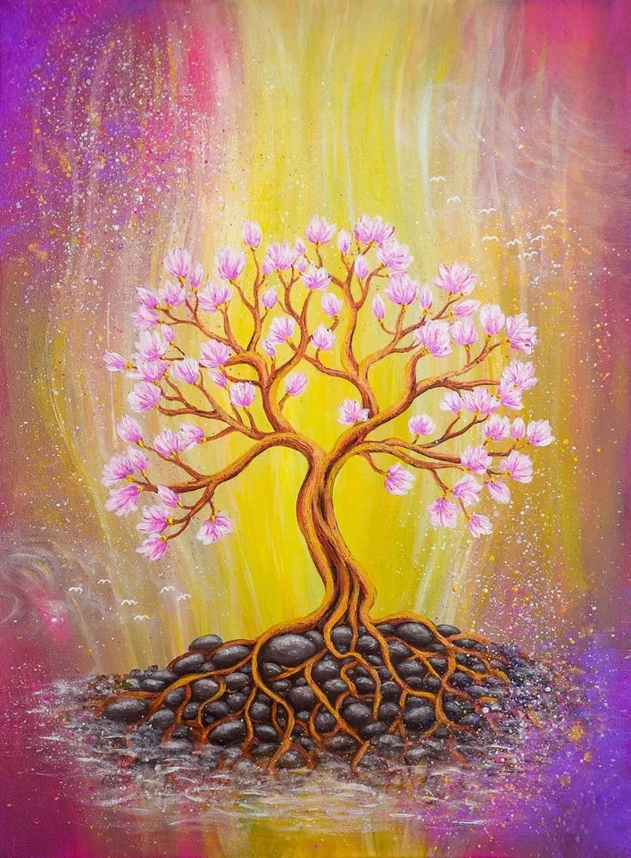 Baum gemalt im Eisloch