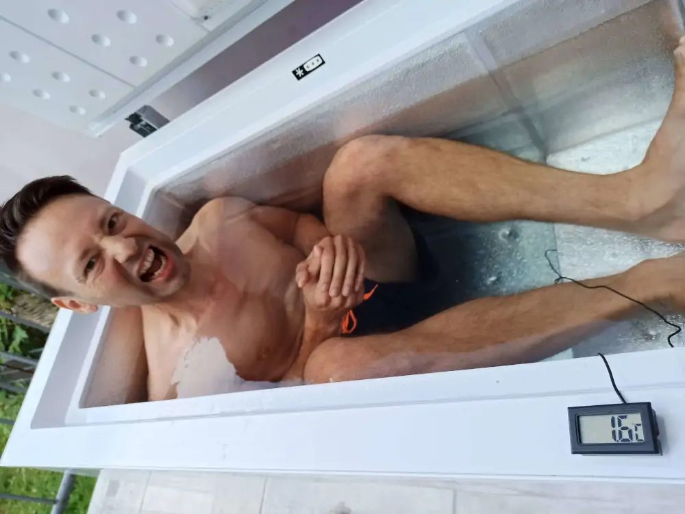 Ice bathing in the freezer at 1.6°C