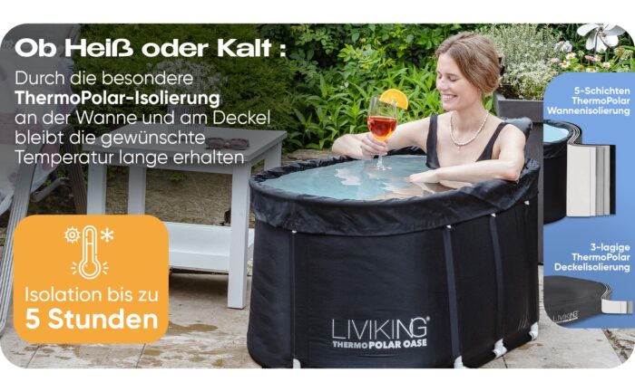 LIVIKING® ThermoPolar Oase – Faltbares Eisbad für Regeneration & Wellness (Schwarz) – Bild 9